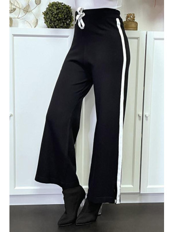 PANTALON PALAZZO BANDE BLANCHE