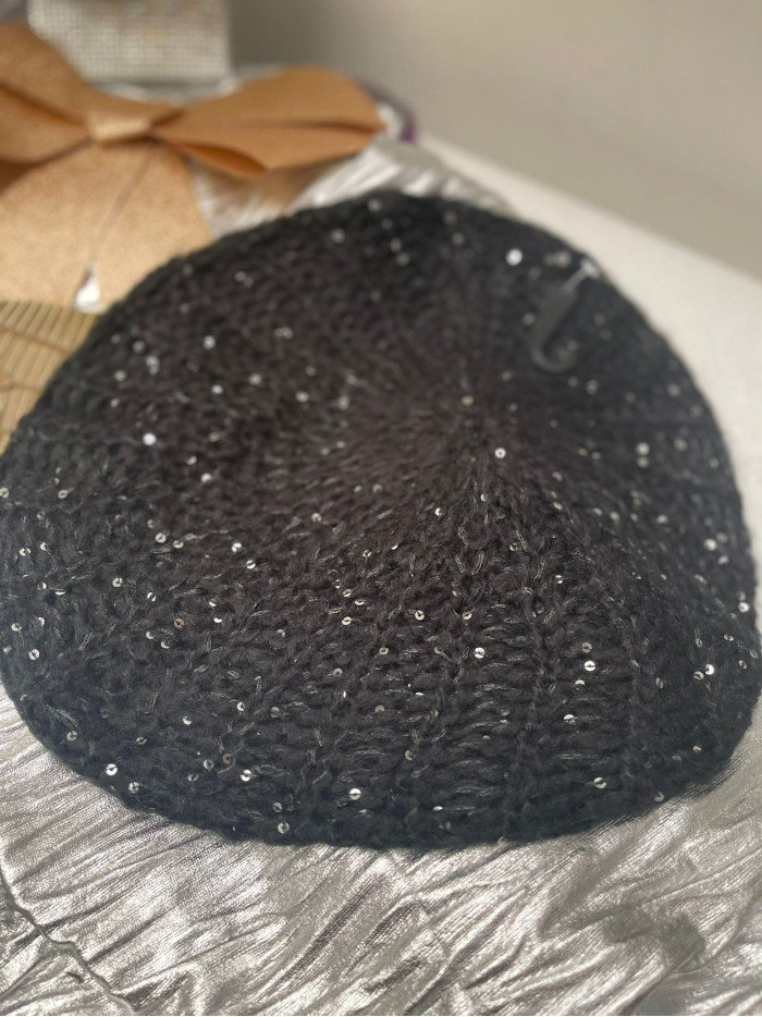 BONNET BÉRET TRICOT SEQUINS