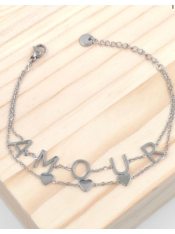 BRACELET ACIER DOUBLE AMOUR