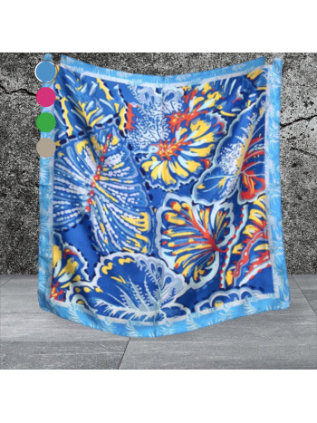 FOULARD CARRÉ MOTIF FEUILLES