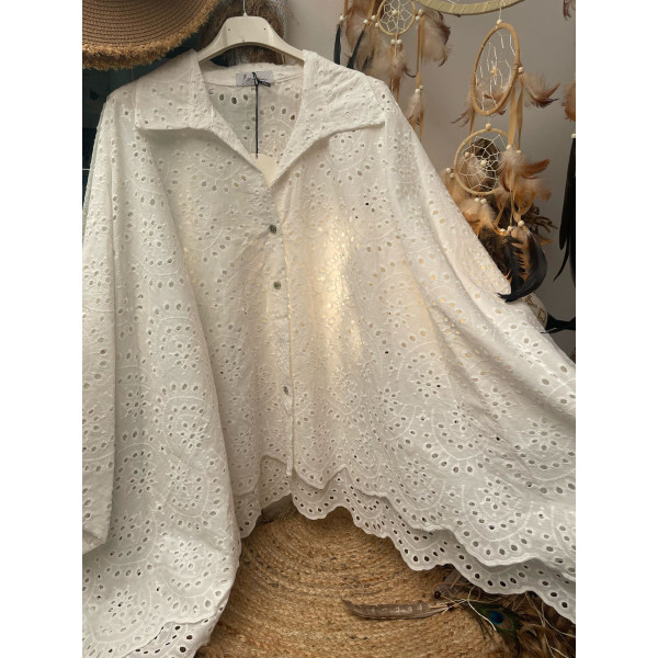chemise poncho large broderie