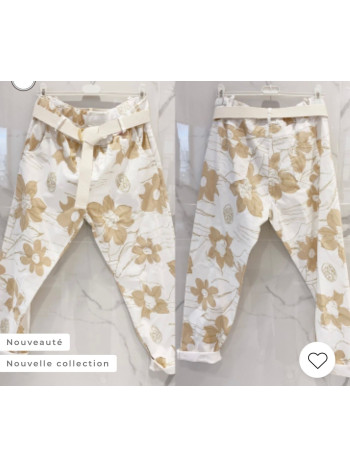 pantalon fleurs  dorées  de...