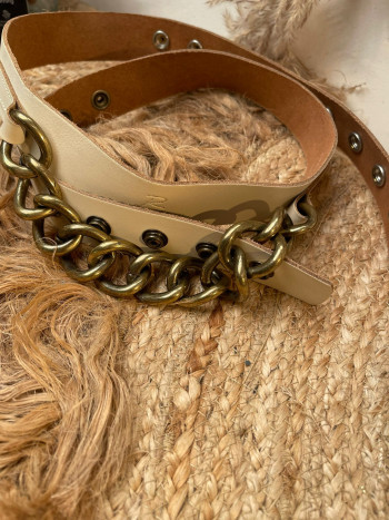 CEINTURE GROSSE CHAÎNE EN CUIR