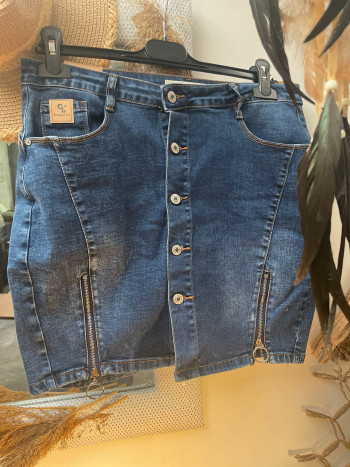 JUPE JEANS ZIP ET BOUTONS