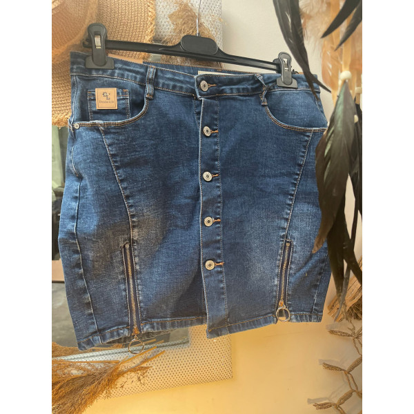 jupe jeans zip et boutons