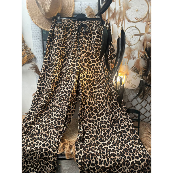 pantalon large leopard