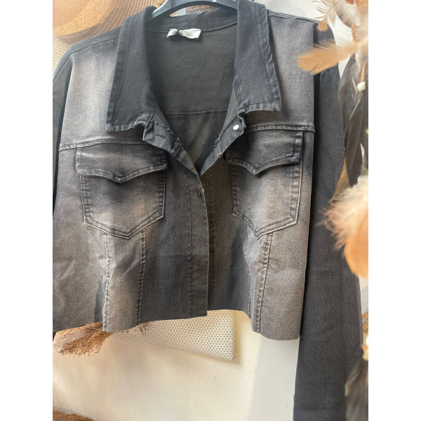 veste chemise jeans courte