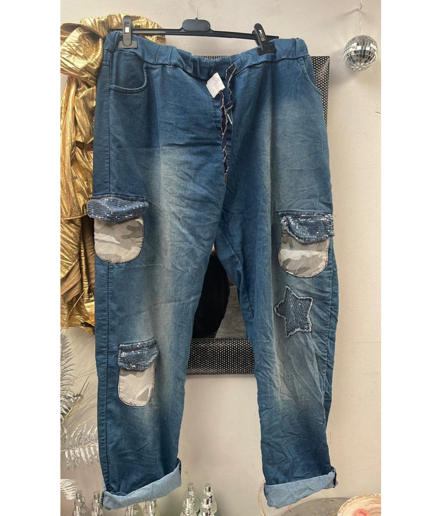 JEANS CRUNCHY SEQUINS OVER pour bateaux 