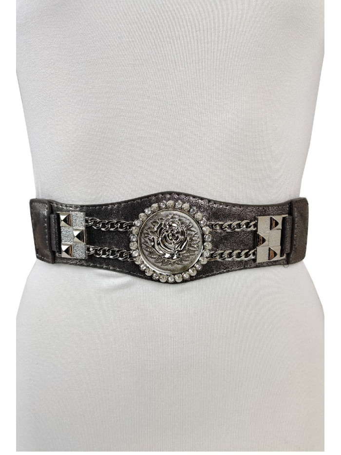 CEINTURE ÉLASTIQUE FEMME AVEC DÉCOR CHAÎNE ET FLEUR pour bateaux 